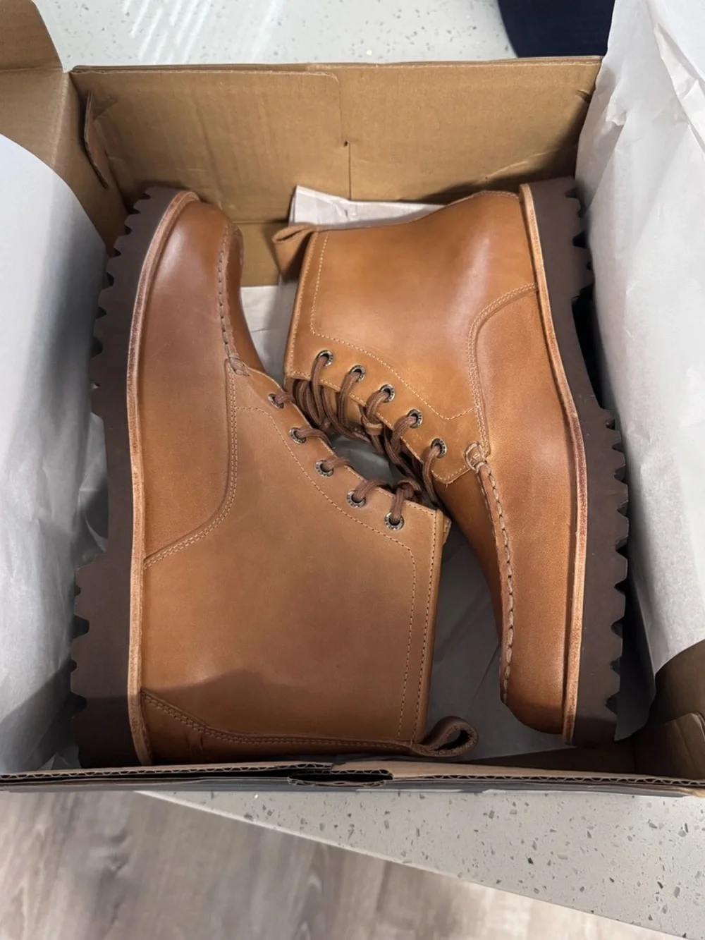 Sperry Newton Moc Toe Leather Boots Tan Bronzer Mens UK 11/US 12/EU 46 NIB